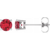 14K White 5 mm Lab-Grown Ruby Earrings